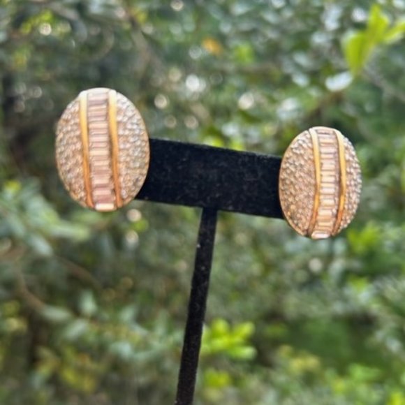 S.A.L SWAROVSKI Clear Crystal Gold EARRINGS - Picture 3 of 11